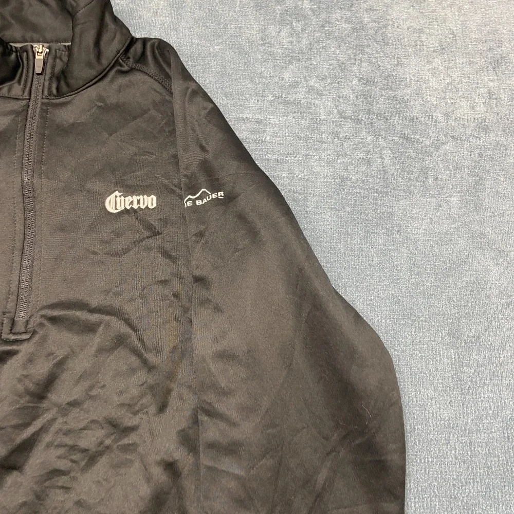 Eddie Bauer Jose Cuervo Jacket Mens Large Black Fleece Lined Quarter Zip Winter
